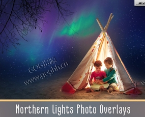 PS素材 45款北极光照片叠加层照片叠加层照片叠加冲光溶图PS后期素材Northern Lights Photo Overlays