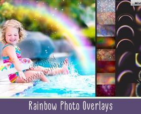 PNG免抠素材 七色彩虹光斑照片叠加层冲光溶图PS后期素材Rainbow overlays & textures