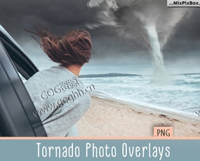 PNG免抠素材 龙卷风照片叠加层冲光溶图PS后期素材Tornado PNG Photo Overlays