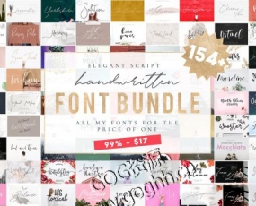 PS字体 154款高端大气手写英文字体CDR合集154 IN 1 FONT BUNDLE WHOLE SHOP