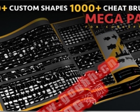 PS笔触  3100+款自定义形状机械工业现代军事零件人体概念艺术笔刷包装合集包