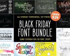 PS字体 64款高端大气手写英文字体CDR合集BLACK FRIDAY FONT BUNDLE