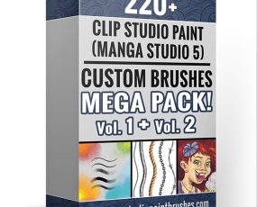 Clip Studio Paint笔刷 2套220款手绘水墨油画铅笔素描纹理阴影线插画艺术画笔集