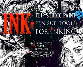 Clip Studio Paint笔刷41支黑白写实漫画水墨绘画风CSP优动漫画笔