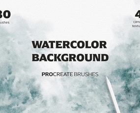 Procreate笔刷 30支真实水彩颜料晕染纸张纹理背景设计IPAD绘画笔